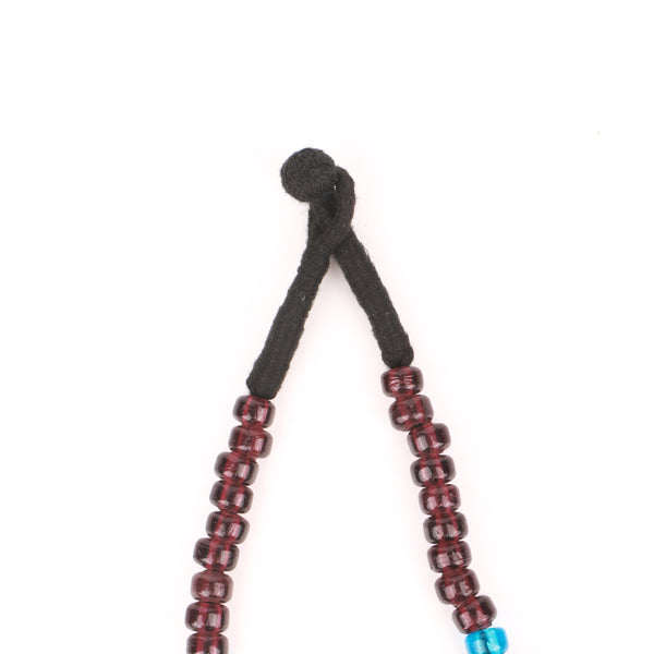 Necklace with Silver Foil Glass Bead, Ceramic Beads & Brass Pendant