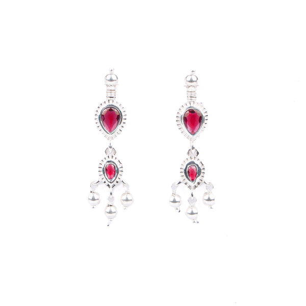 Silver Pink CZ Tanmani Set with Sarmanee