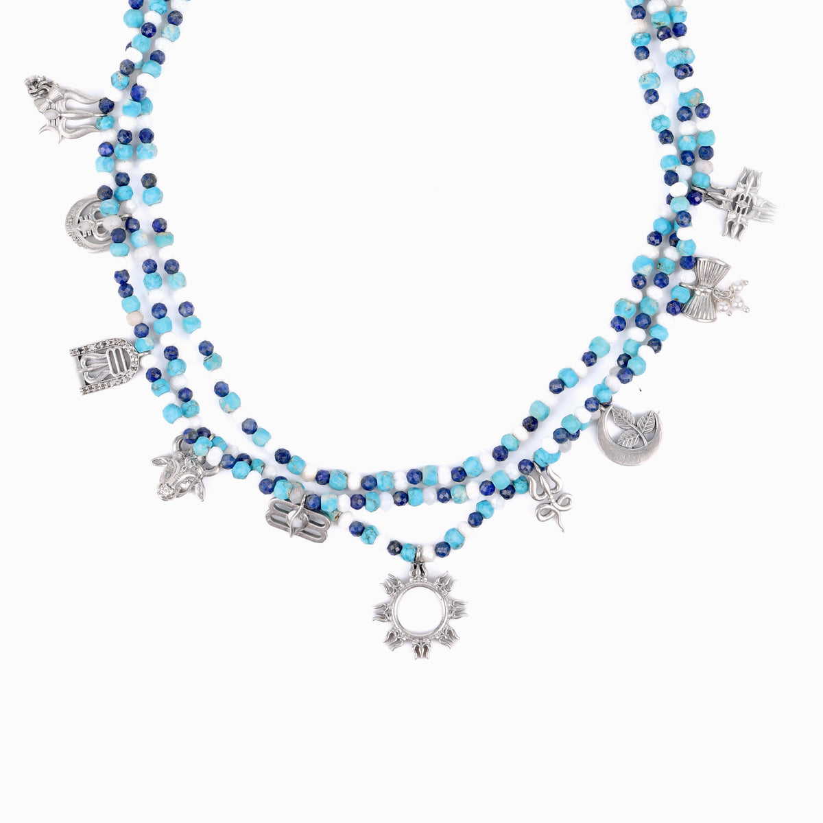 Silver Shiva Multi Charm Necklace (Made to Order)