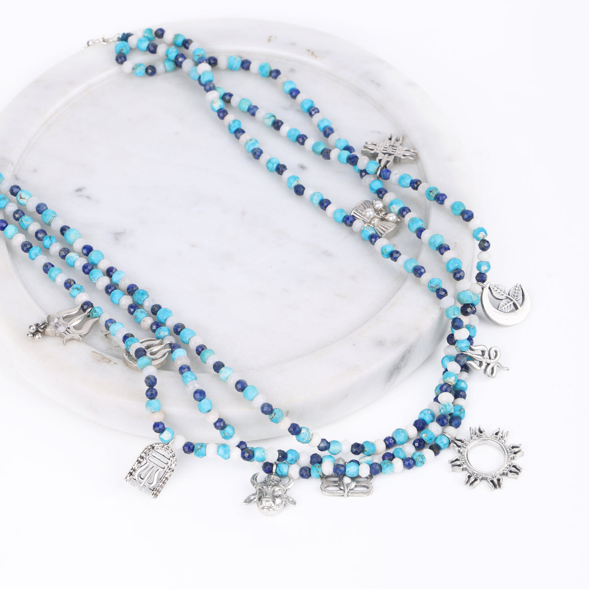 Silver Shiva Multi Charm Necklace (Made to Order)