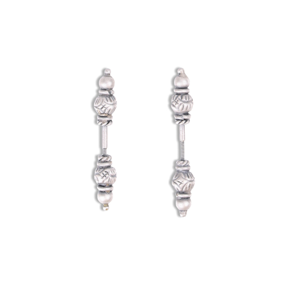 Oxidised Silver Carved Bugadi - Pierced