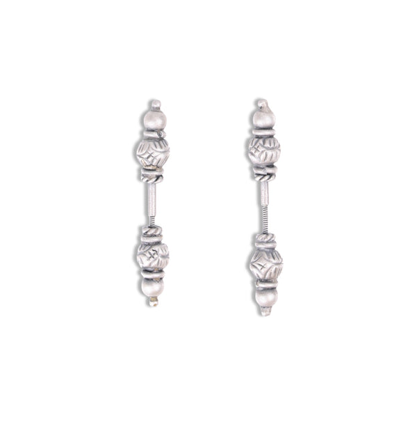 Oxidised Silver Carved Bugadi - Pierced