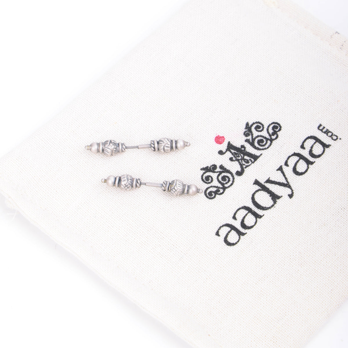Oxidised Silver Carved Bugadi - Pierced
