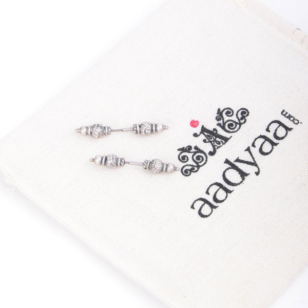 Oxidised Silver Carved Bugadi - Pierced