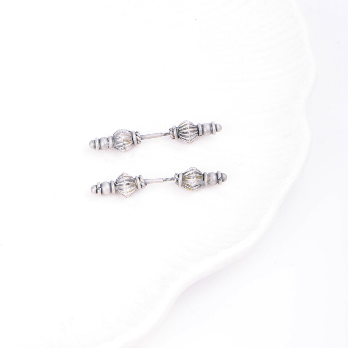 Oxidised Silver Diamond Bugadi - Pierced