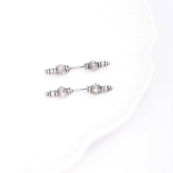 Oxidised Silver Diamond Bugadi - Pierced