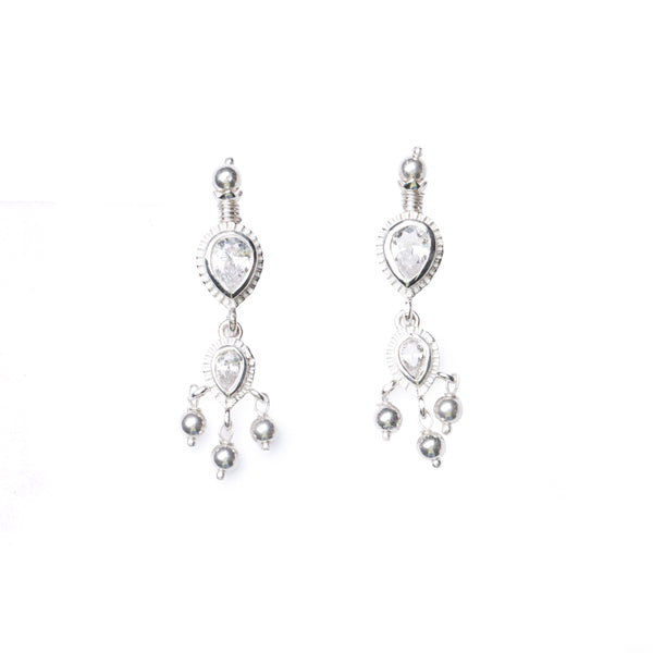 Silver White CZ Tanmani Set with Sarmanee