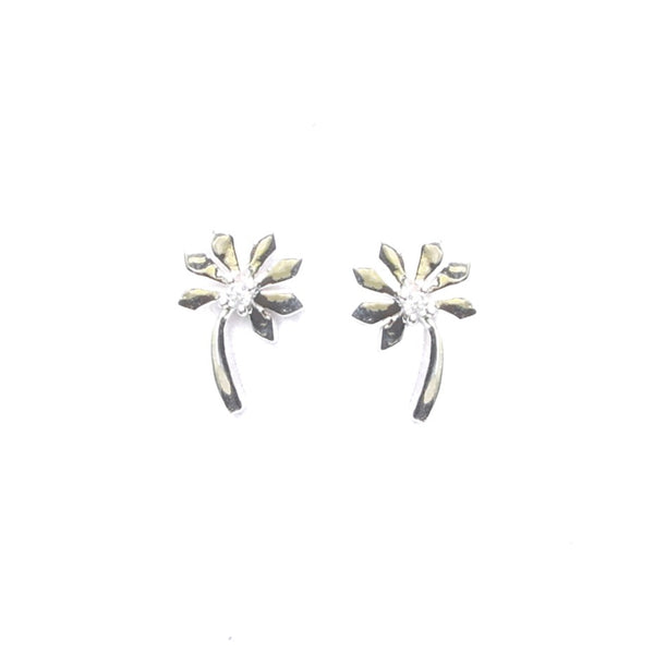 Silver CZ Blossom Stud Earrings