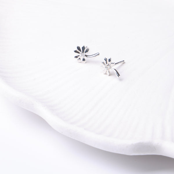 Silver CZ Blossom Stud Earrings