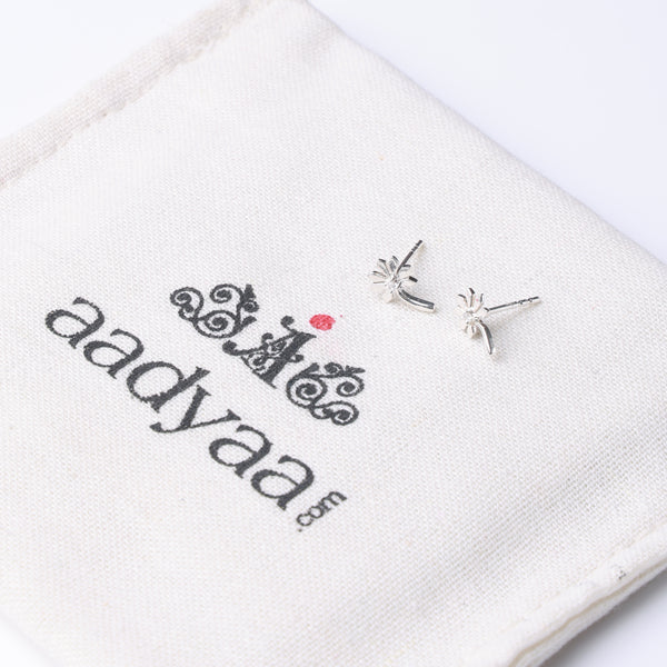 Silver CZ Blossom Stud Earrings