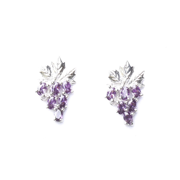 Silver CZ Grape Earrings