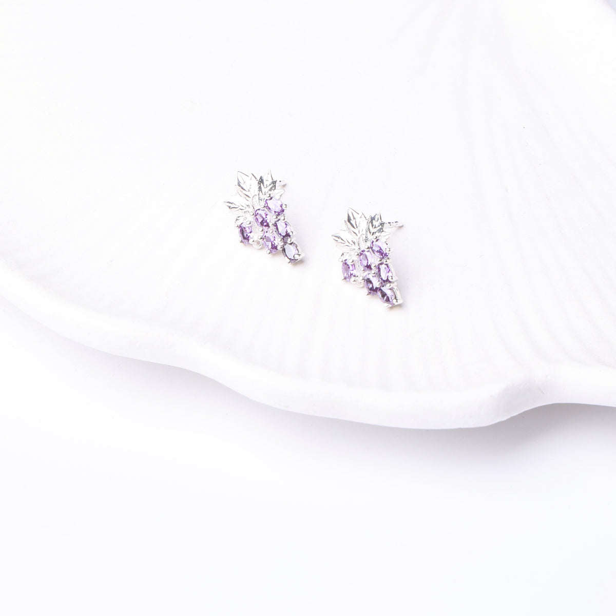 Silver CZ Grape Earrings