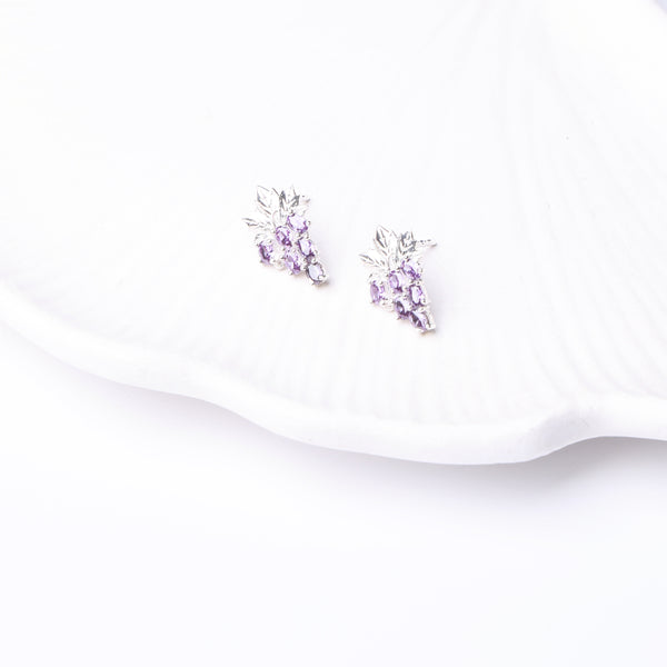 Silver CZ Grape Earrings
