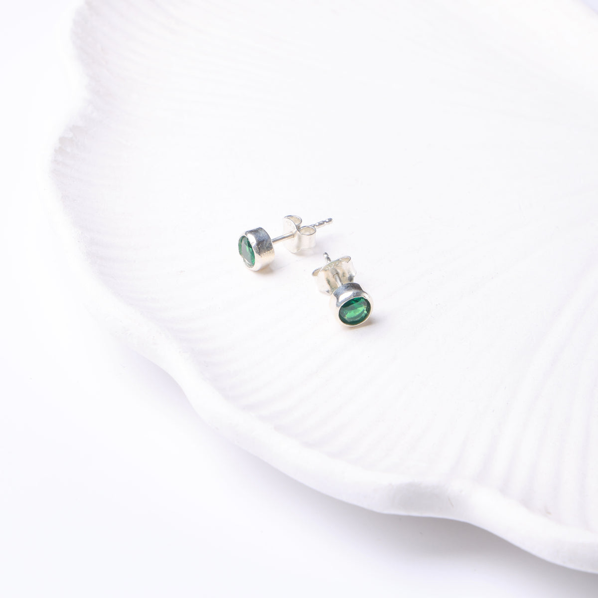 Silver Green CZ Studs