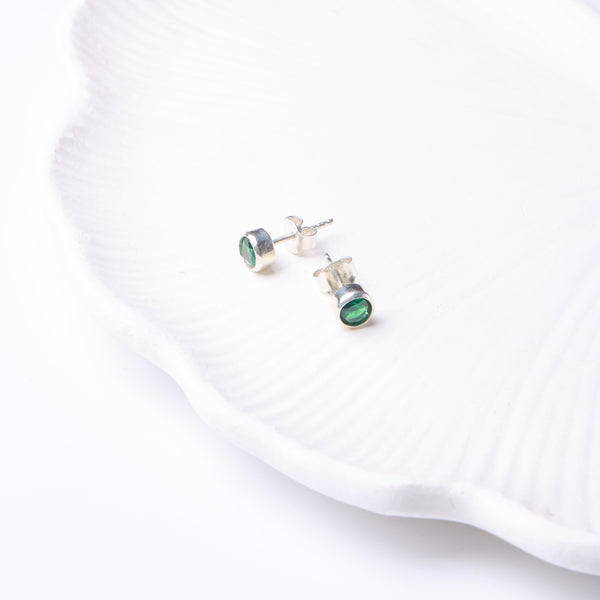 Silver Green CZ Studs