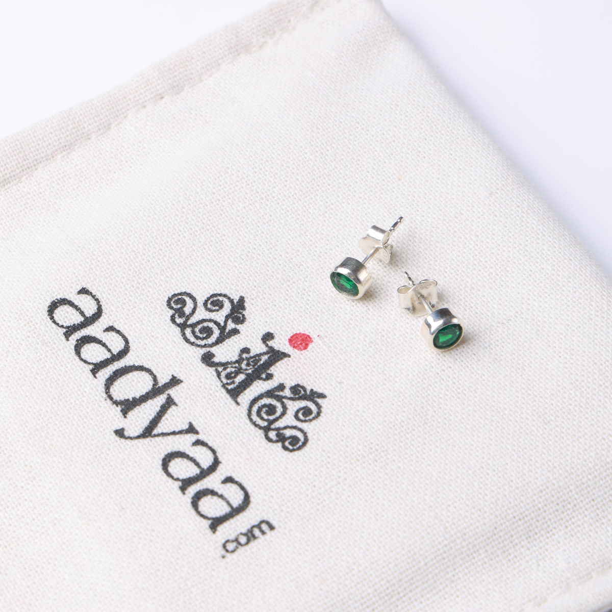 Silver Green CZ Studs
