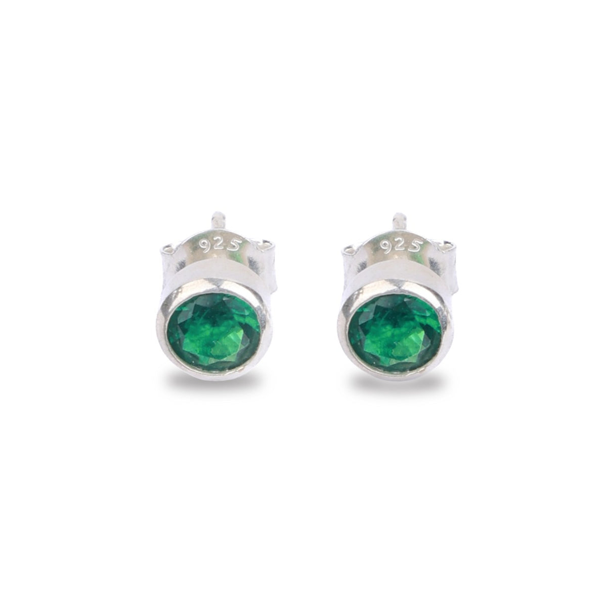 Silver Green CZ Studs