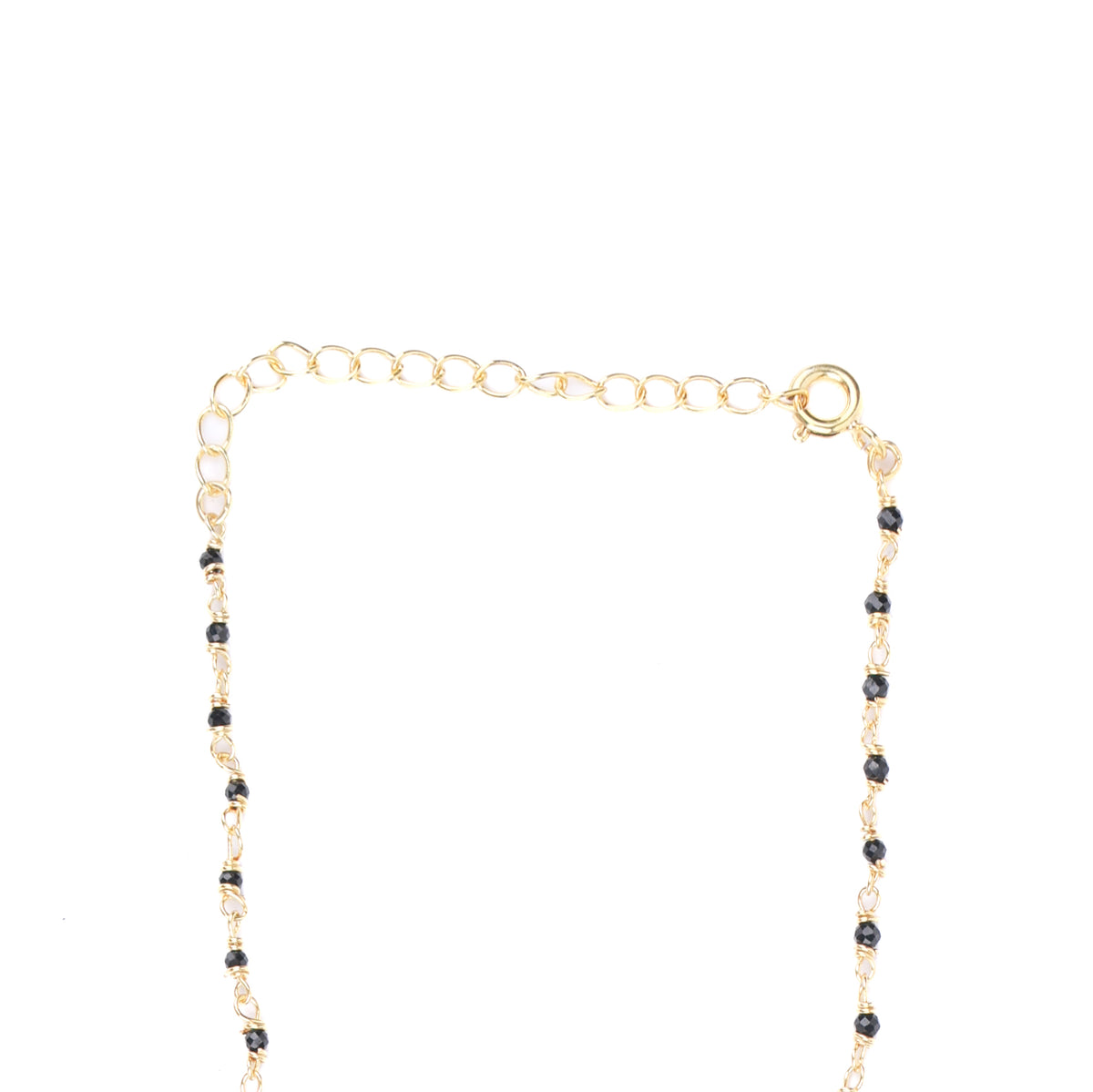 CZ Petal Necklace with Black Spinel | 22K Gold-Plated