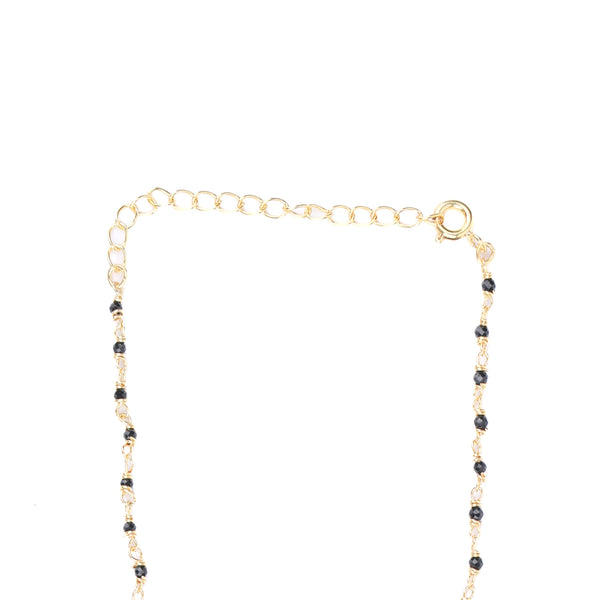 CZ Petal Necklace with Black Spinel | 22K Gold-Plated