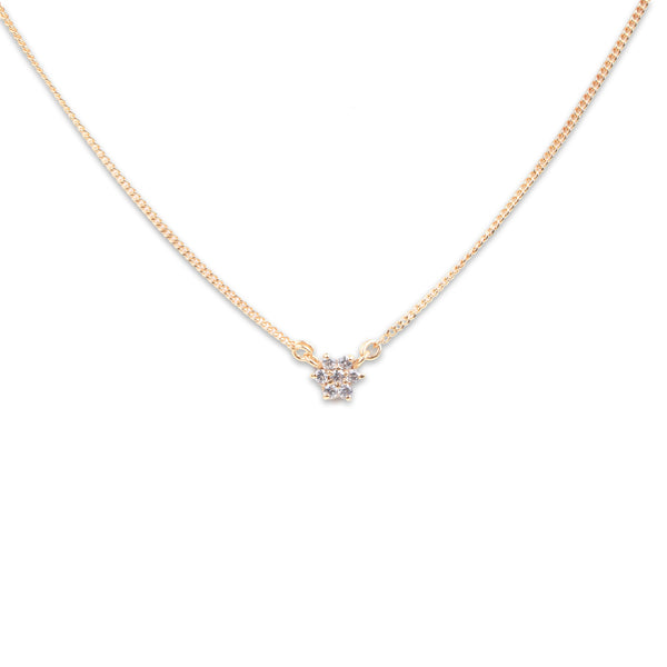 CZ Flower Necklace with Chain | 22K Gold-Plated