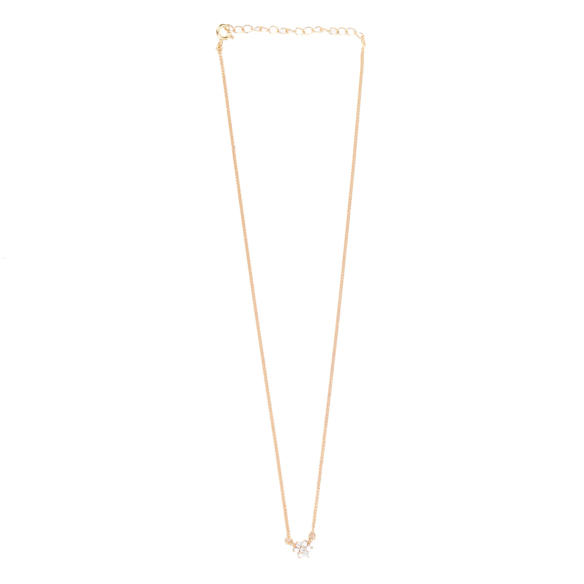 CZ Flower Necklace with Chain | 22K Gold-Plated