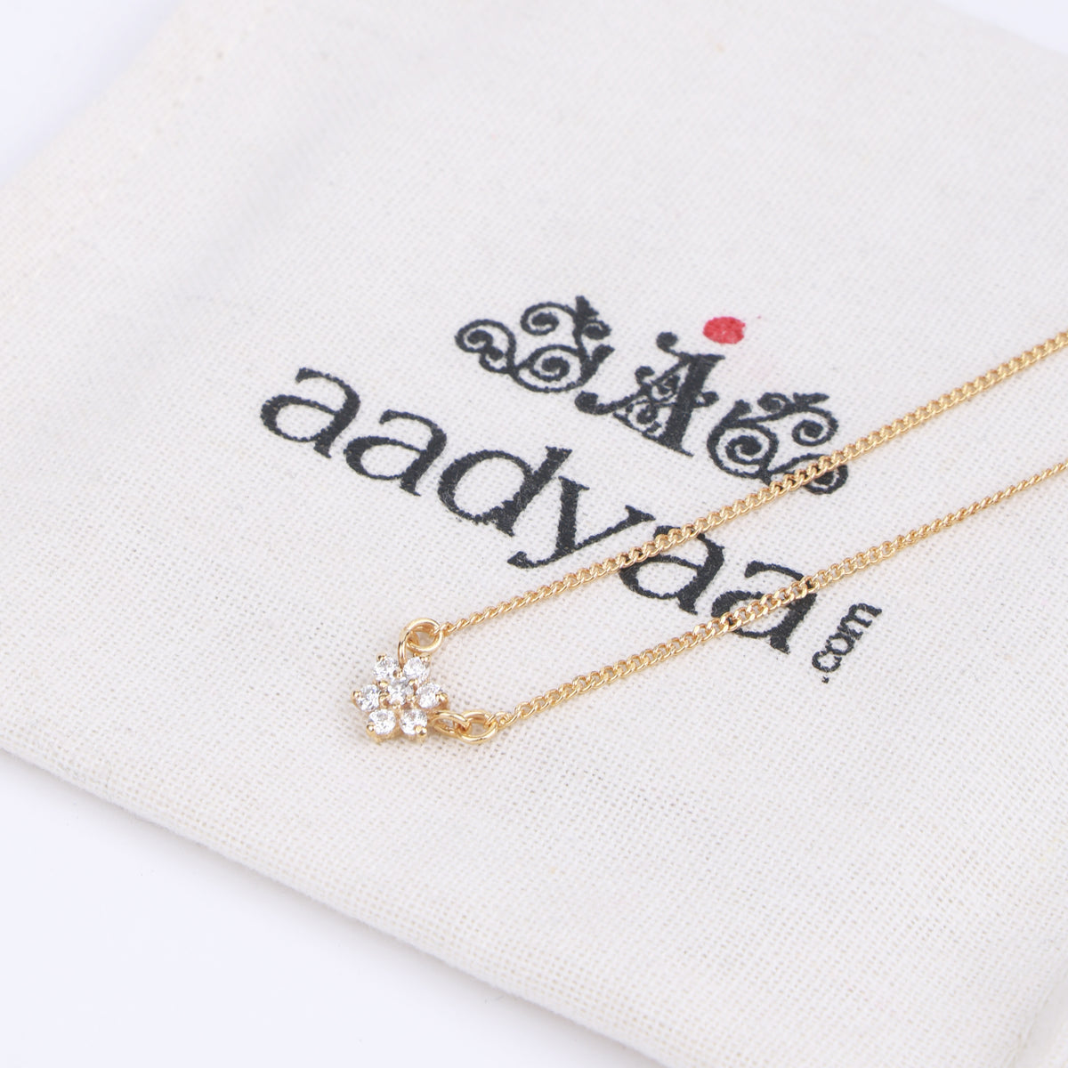CZ Flower Necklace with Chain | 22K Gold-Plated
