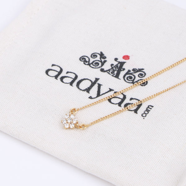 CZ Flower Necklace with Chain | 22K Gold-Plated