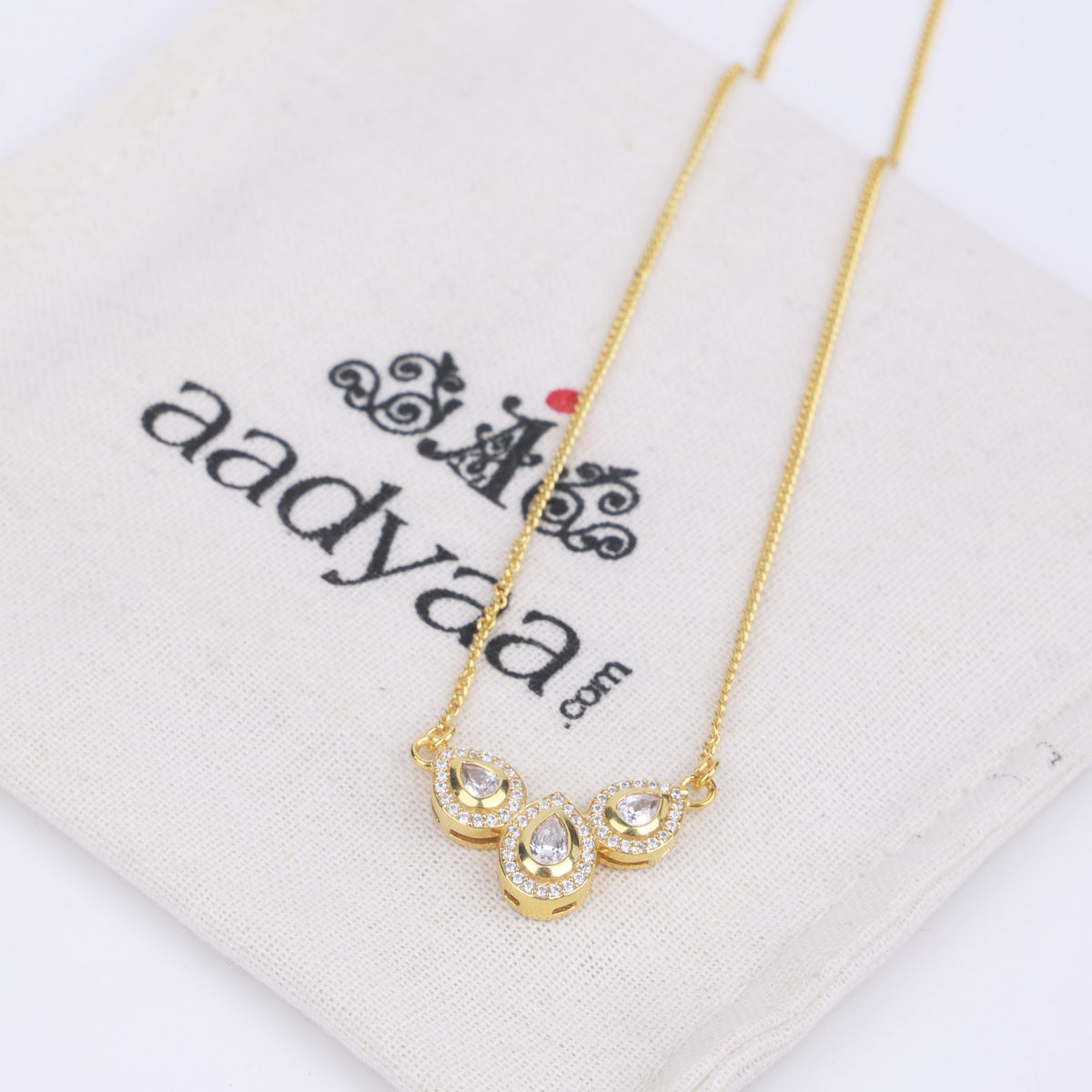 CZ Petal Necklace with Chain | 22K Gold-Plated