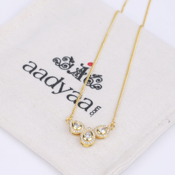 CZ Petal Necklace with Chain | 22K Gold-Plated