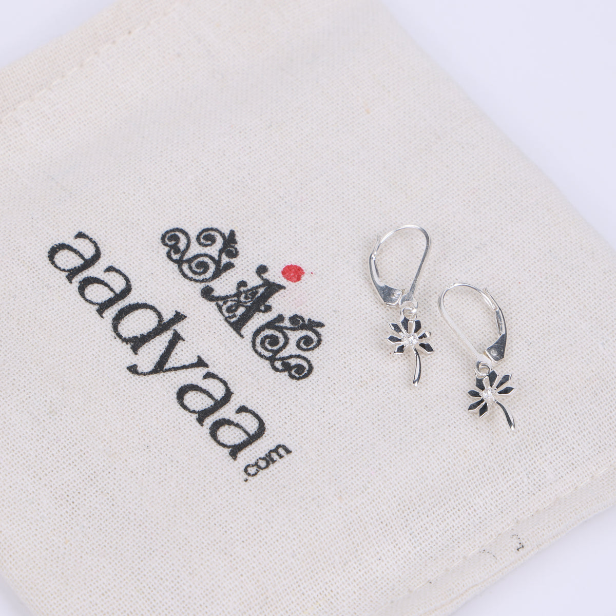Silver CZ Blossom Dangle Earrings