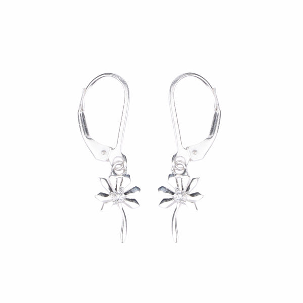 Silver CZ Blossom Dangle Earrings