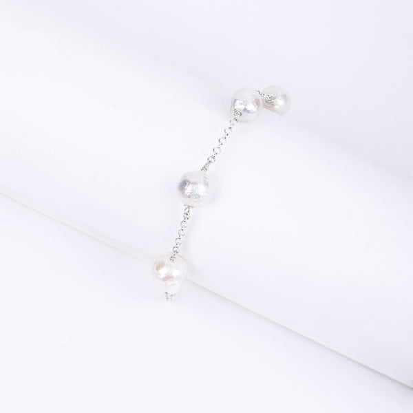 Silver Baroque Pearl Chain Bracelet