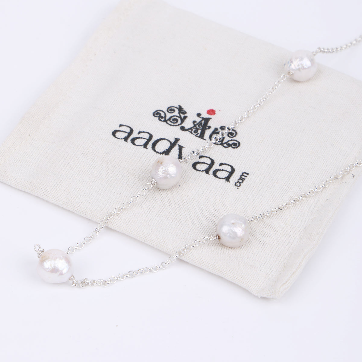 Silver Baroque Pearl Chain Necklace