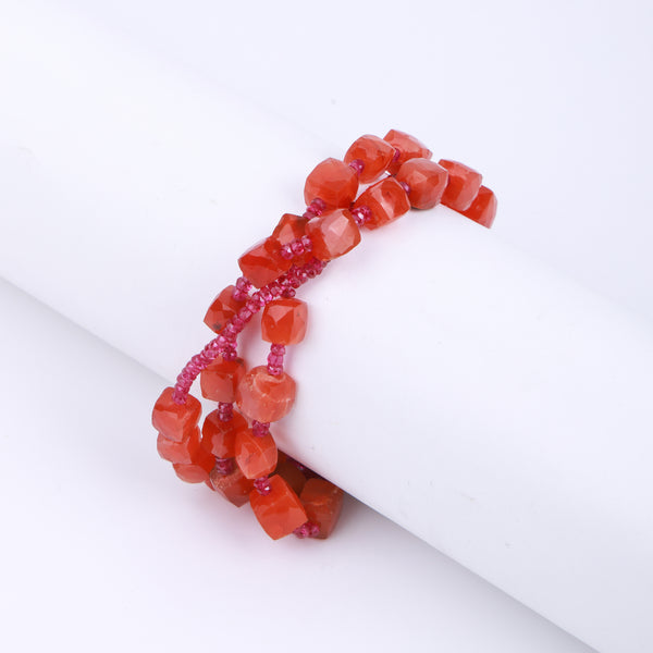 Carnelian & Pink Ruby Silver Bracelet