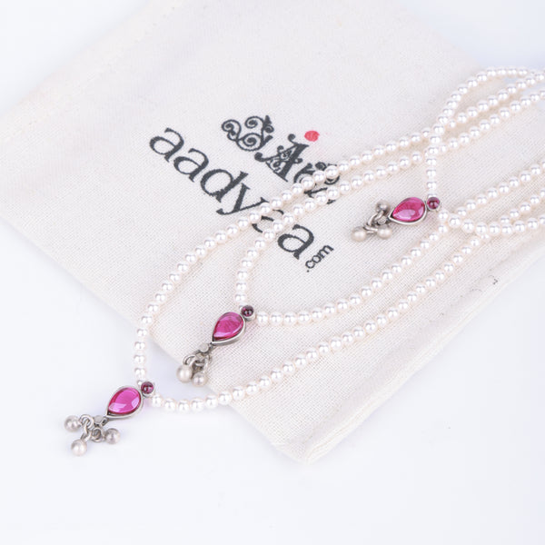 3-Layer Pink Drop Necklace | 92.5 Silver