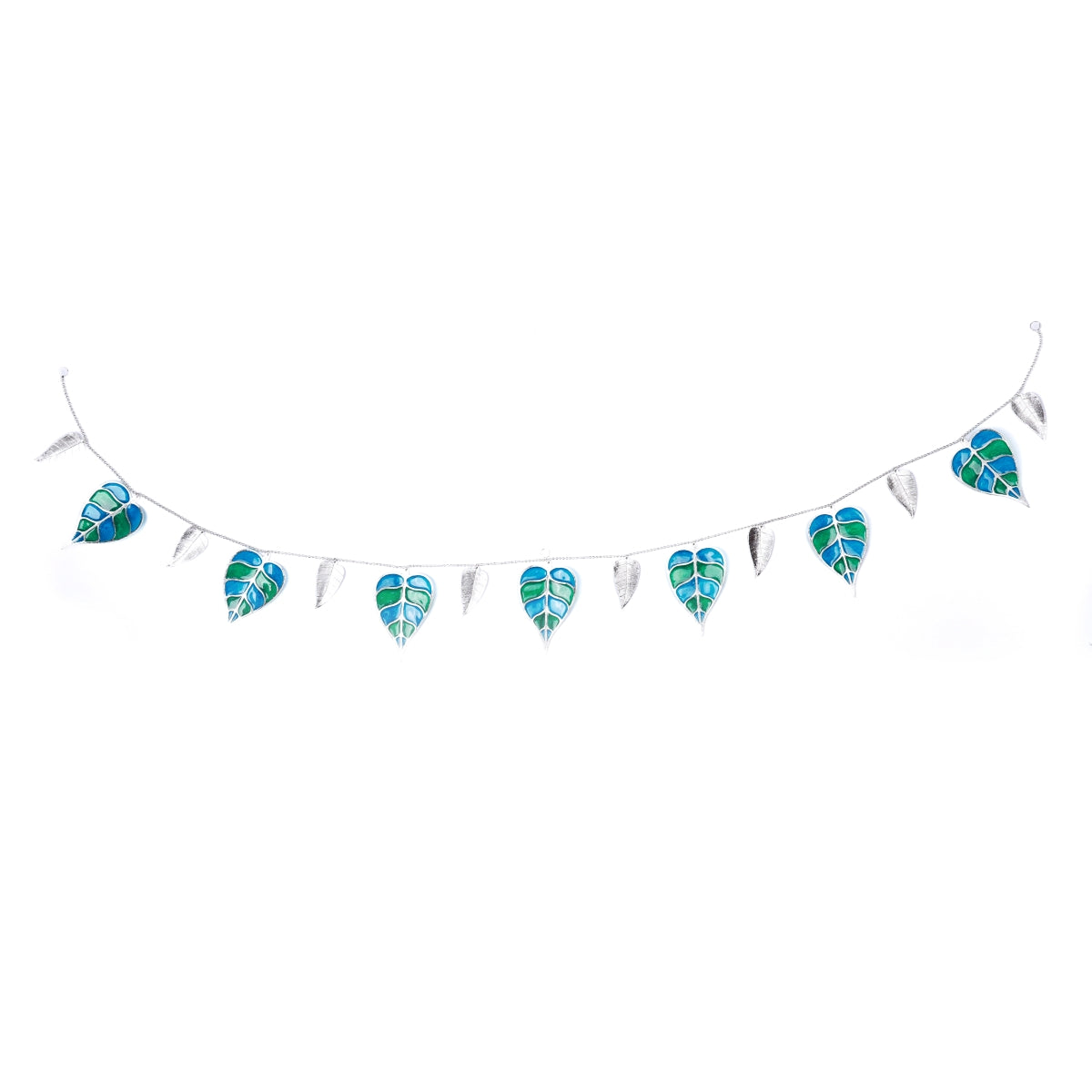 Silver Plated Toran (Blue and Green Enamel)