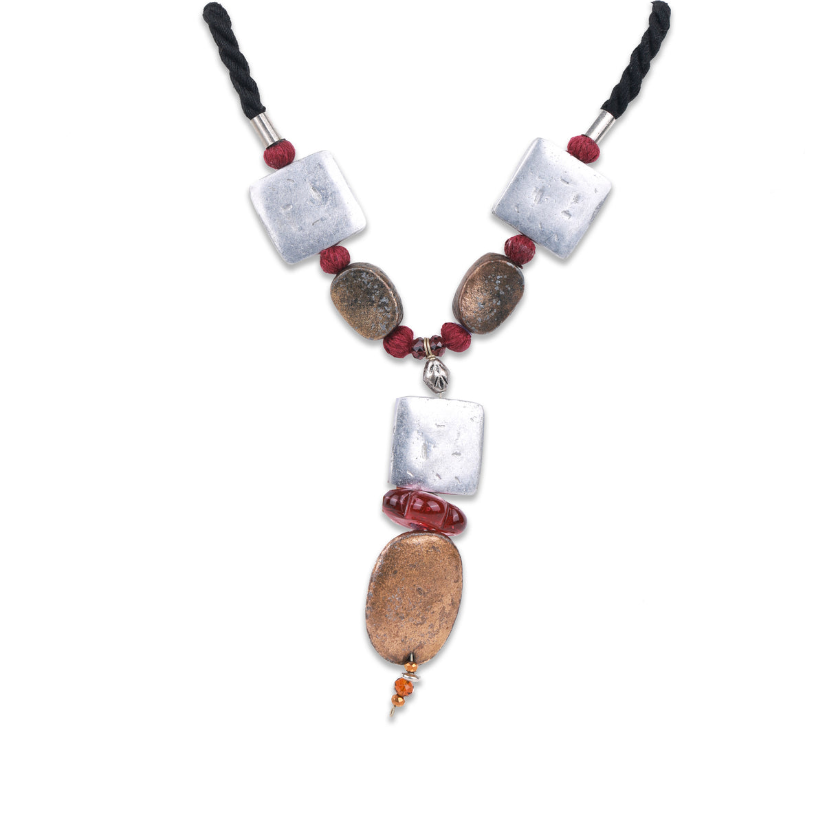 Brass & German Silver Bead Necklace