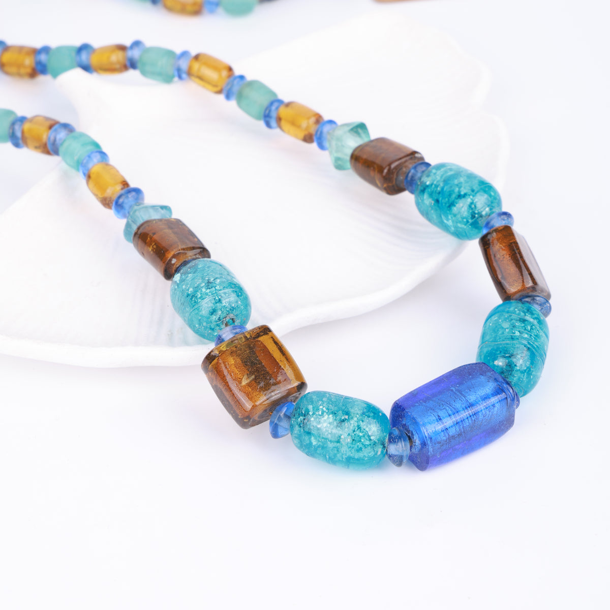 Silver Foil Glass Bead Necklace