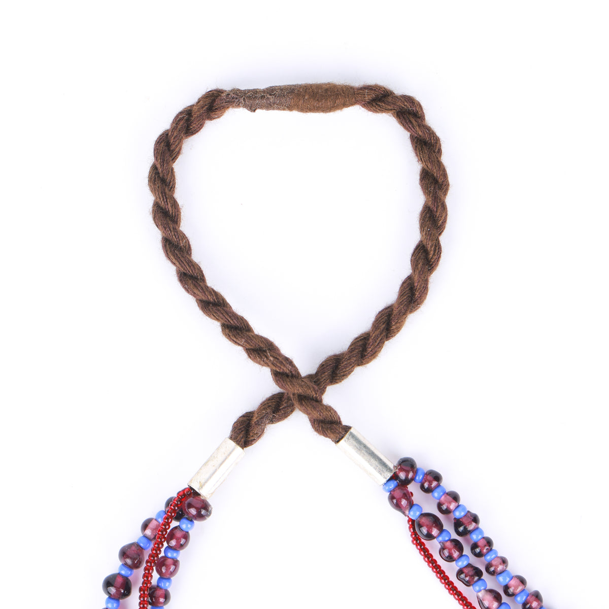 Resin Art Pendant Necklace with Blue & Maroon Glass Beads