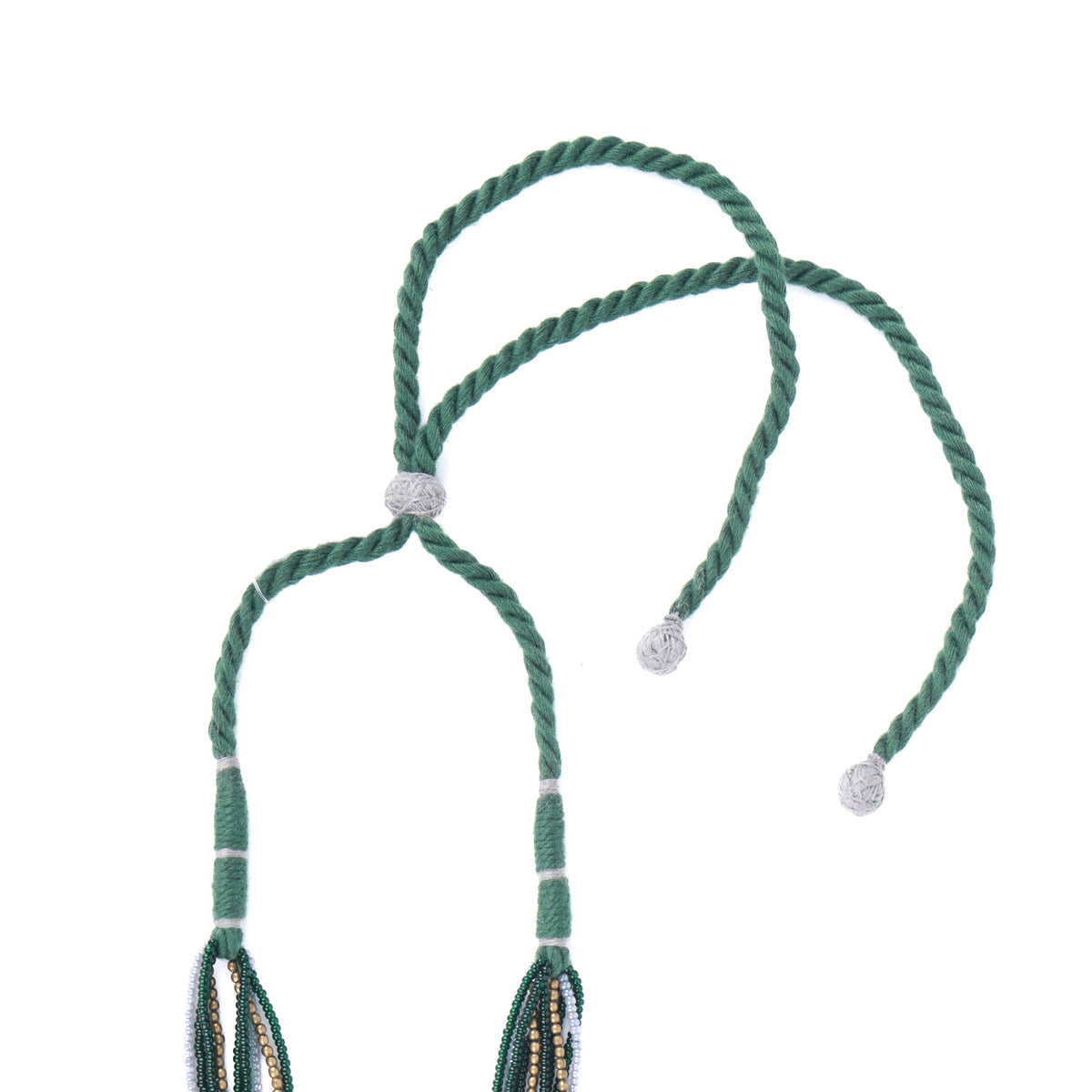 Green Drop-Shaped Resin Art & Pearl Multilayer Necklace