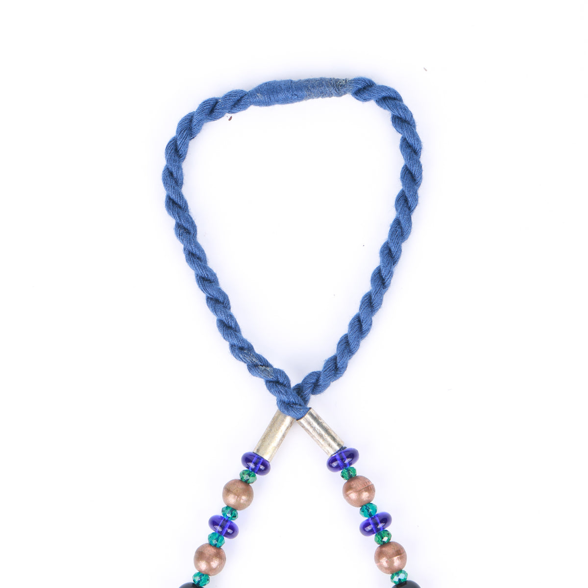 Brass Triangle & Multicolour Glass Bead Necklace