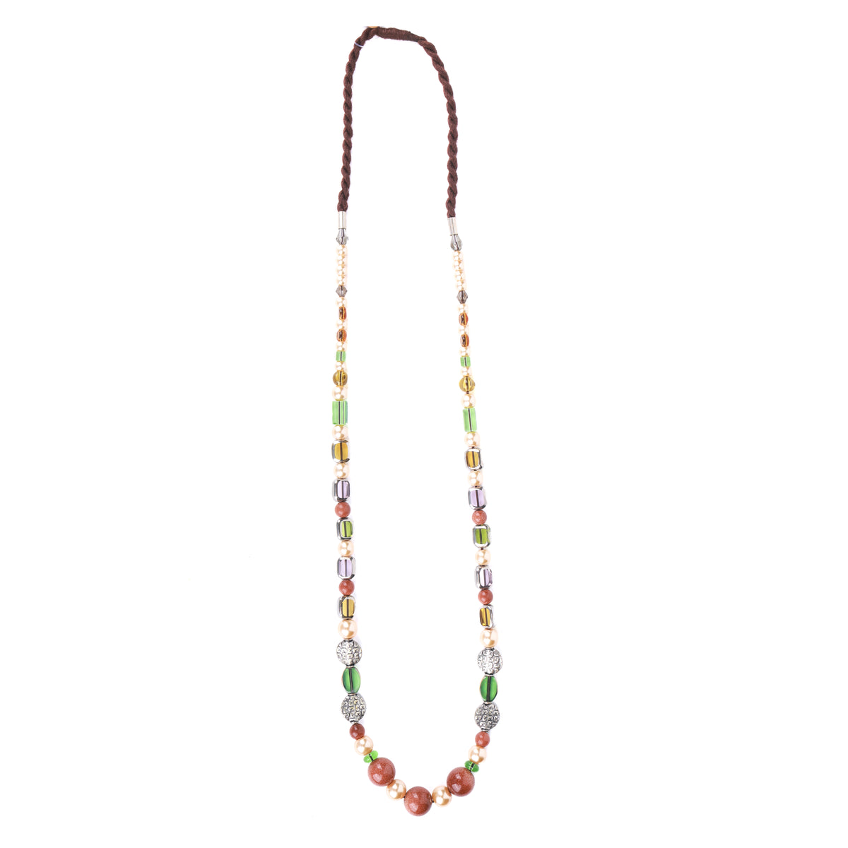 Sandstone Necklace with German Silver & Multicolour Beads