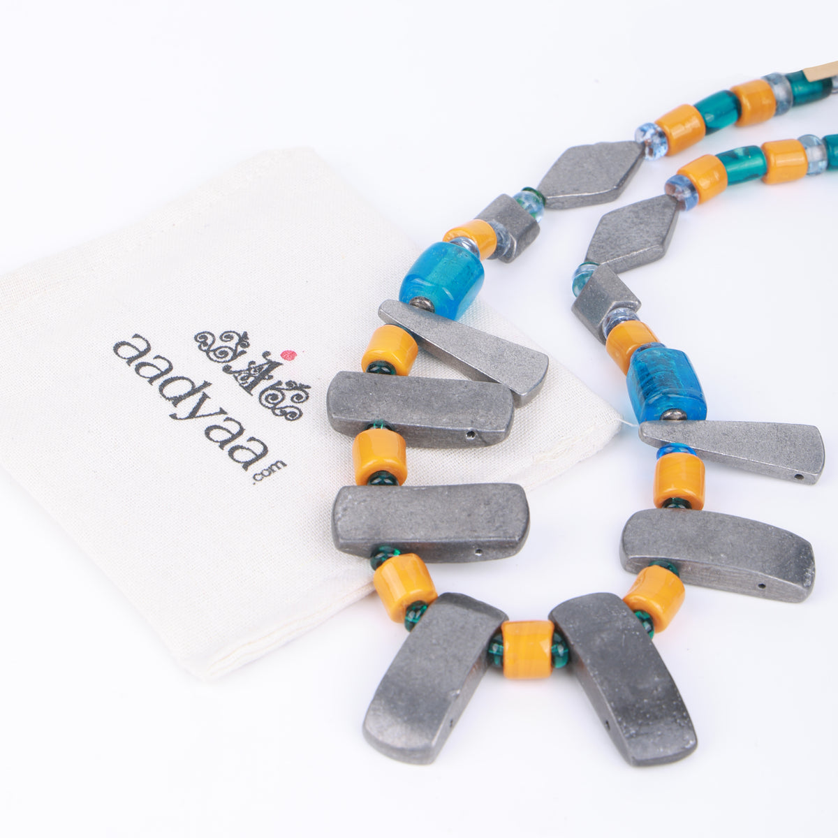 Glass & Aluminium Bead Necklace