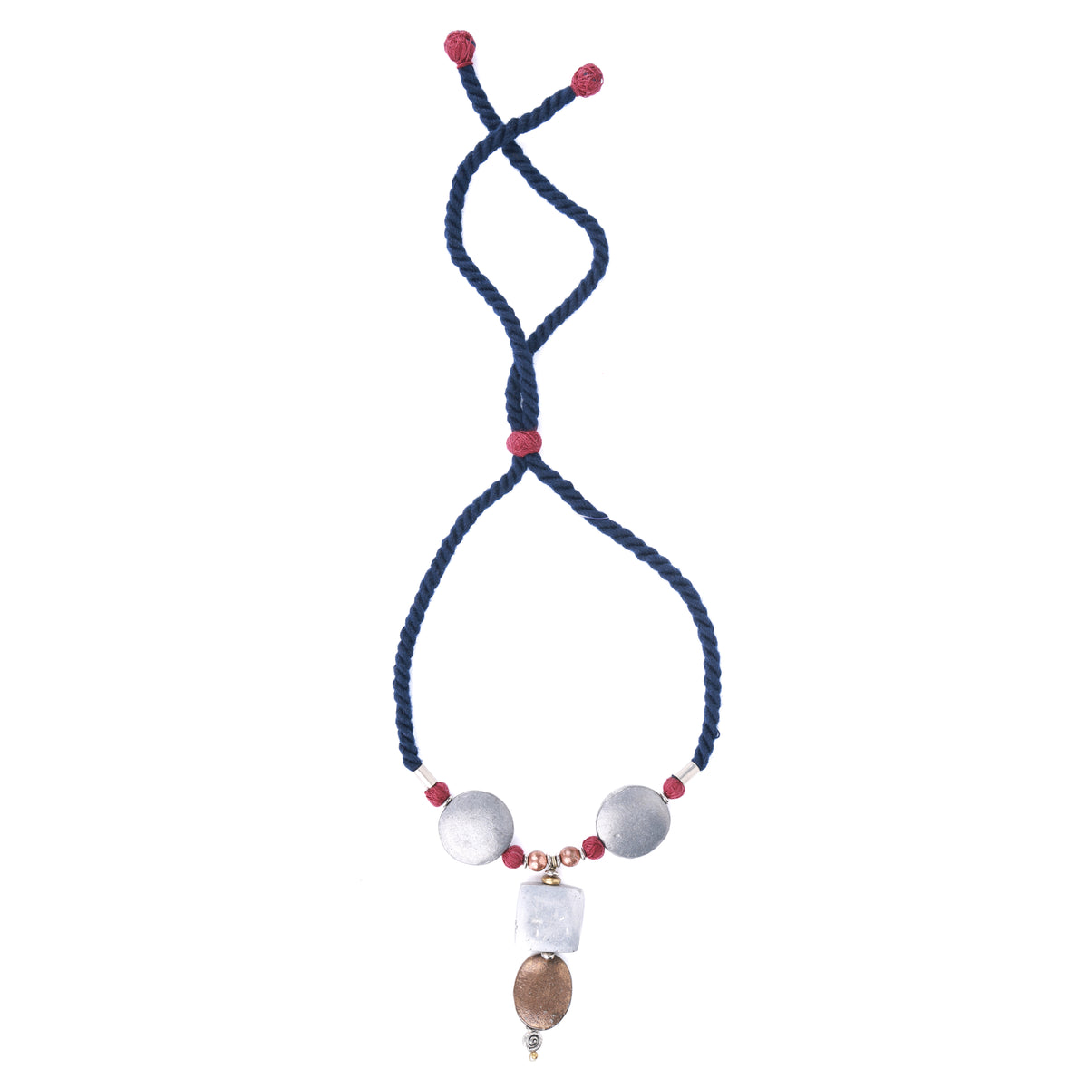 German Silver Choker Necklace with Copper Beads