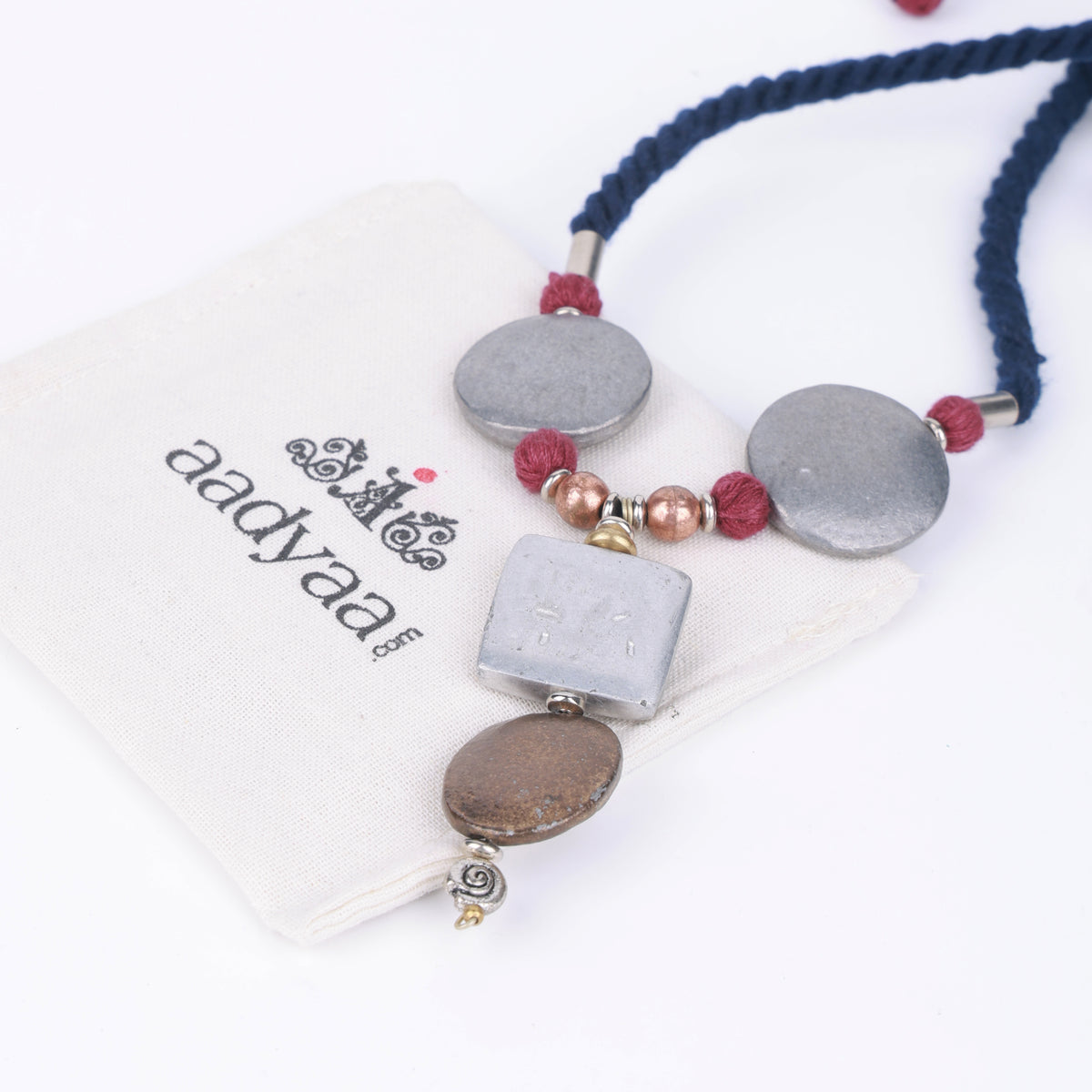 German Silver Choker Necklace with Copper Beads