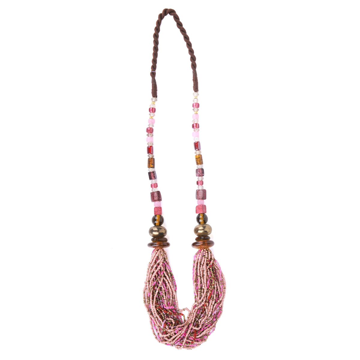 Multilayer Bunch Necklace with Brass Beads