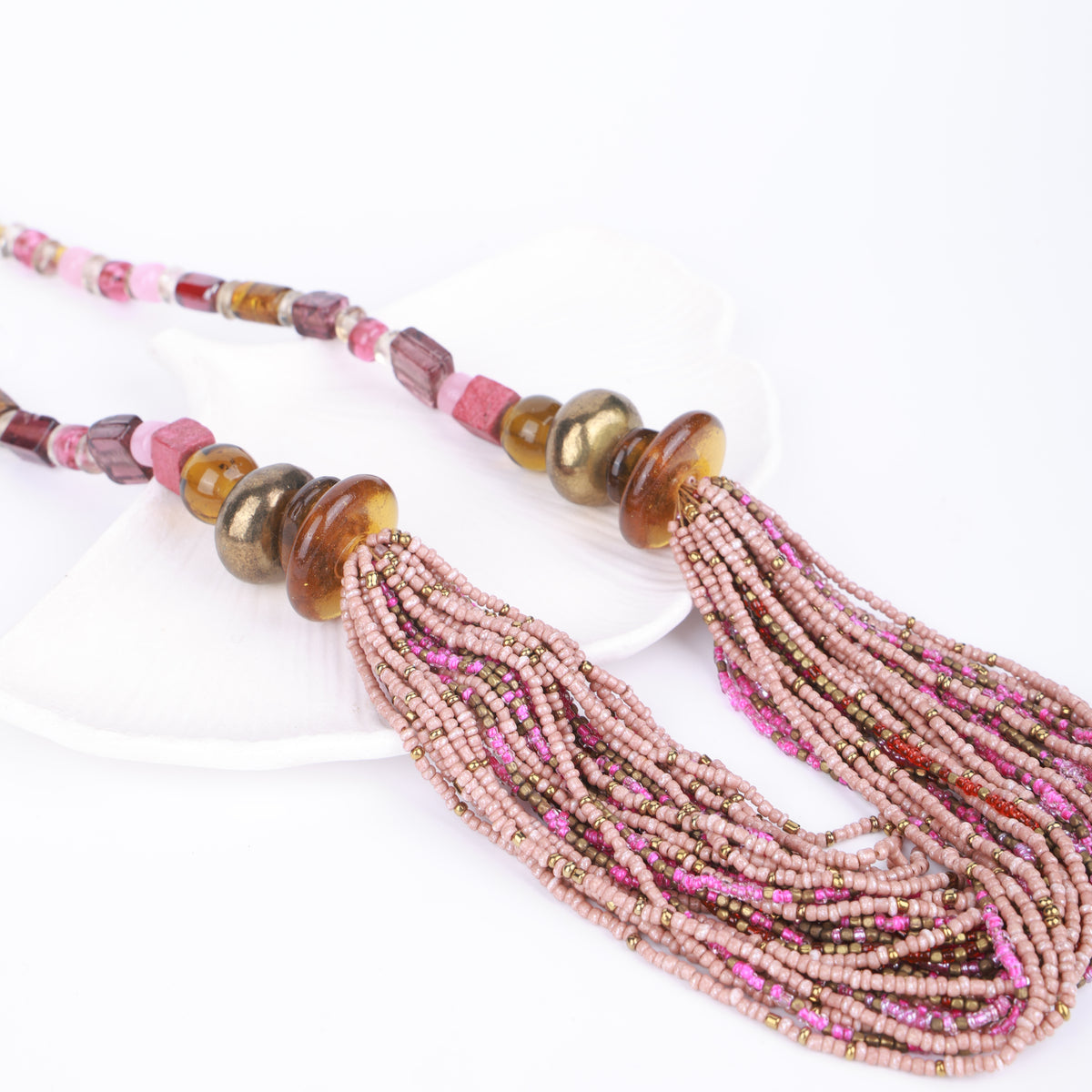 Multilayer Bunch Necklace with Brass Beads