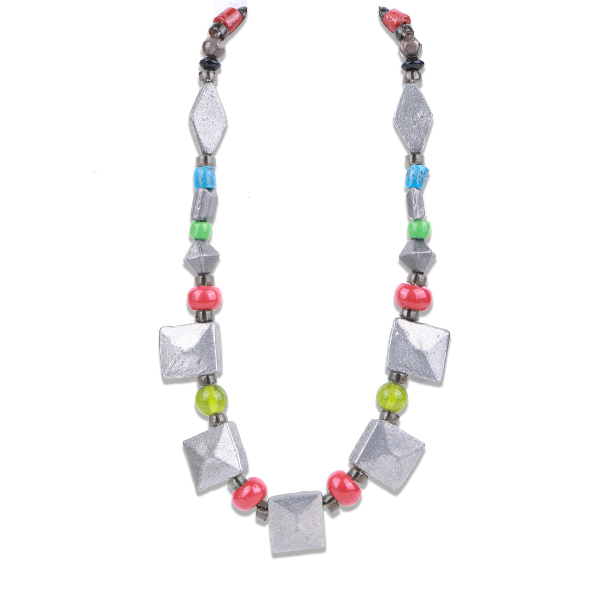 Processed Aluminium & Glass Bead Necklace