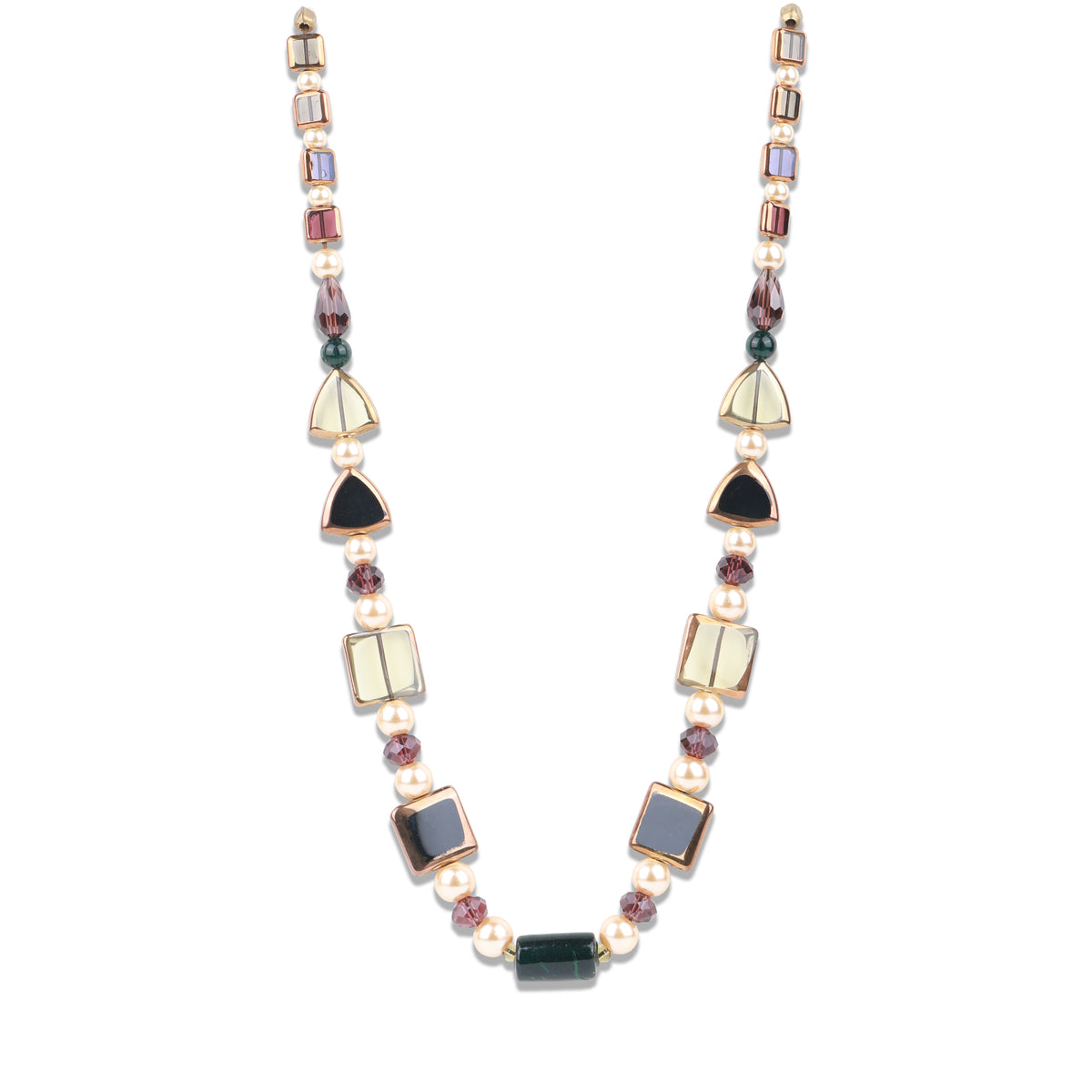 Korean Glass Bead Necklace with Assorted Shaped Glass Beads