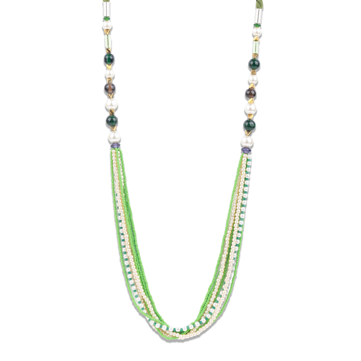 Pearl & Green Multilayer Necklace